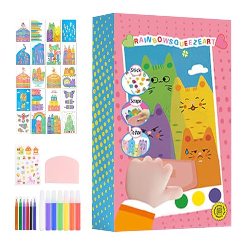 Rainbow Squeegee Paper, scratch Paper Art set para niños - Colorido arte educativo arcoiris | Kits de artesanía, materiales de scratchboard para viajes, familiares, amigos, fiesta en casa, Pascua, cum