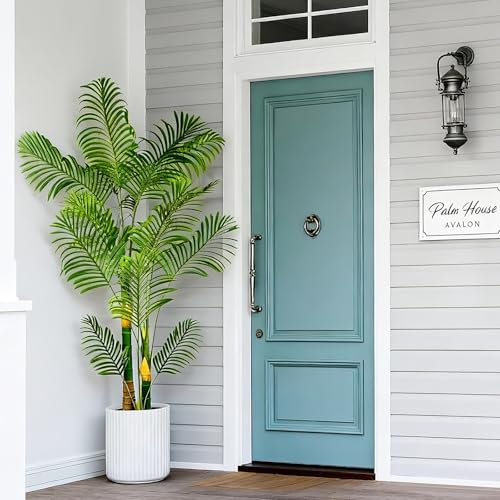 MCTYBB Artificial Fake Palm Tree 6FT 1Pack with White Planter & Free Moss, UV Resistant Artificial...