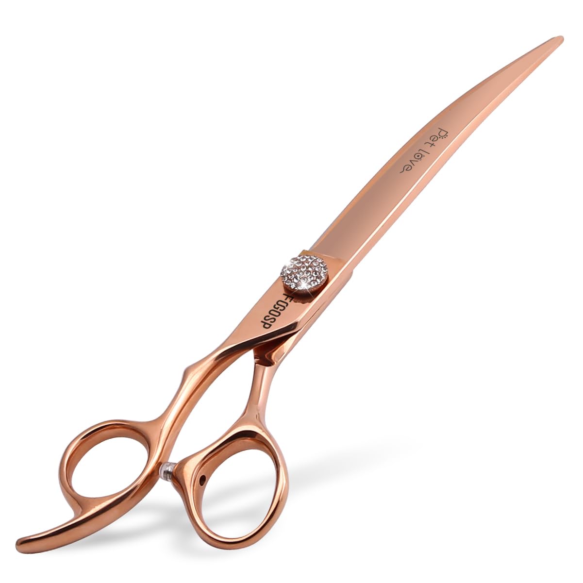 Professionelle linke Hände gebogenen Hund Pflege Schere 8 '' nach unten 30 ° Rose Gold Titan Japan 440C Haustier Pflege Schnitt Schere für große Hund Pudel (8, gebogen)
