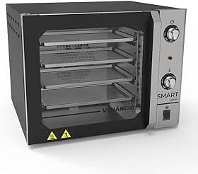 Forno Turbo Convector Elétrico Smart Basic 4 Esteiras Preto e Painel Inox FCSB4E - Venâncio 220V