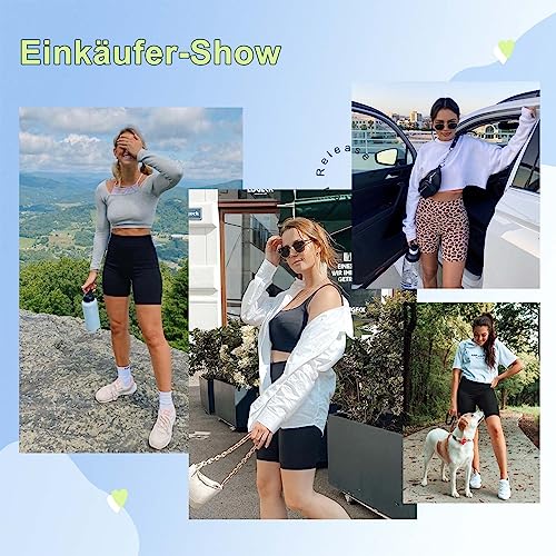 TNNZEET Radlerhose Damen Hohe Taille Kurze Sporthose Leggings Blickdicht Sommer Shorts Yoga Hose für Gym Sport (Armeegrüne Camo,S-M)