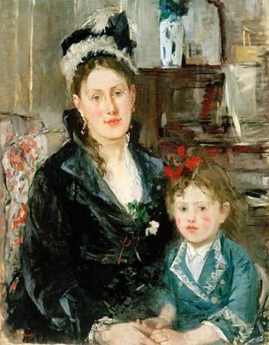 Tableau Berthe Morisot Mme Boursier et sa fille affiche vintage poétique 60x90cm