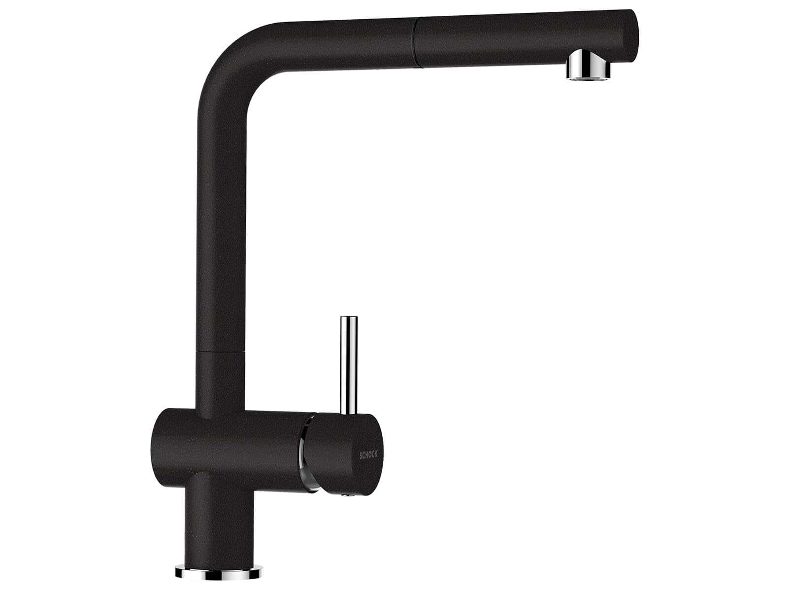 SCHOCK Grifo de cocina Epos Nero I negro de alta presión con alcachofa extensible, giratorio 360°, grifo para fregadero de cocina, diseño moderno, ahorro de agua, monomando de latón