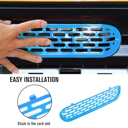 Image of Jimen Compatible with Ford Bronco 2021-2023, 6PCS Front Grille Inserts Mesh Grill Cover Exterior Trim Accessories (Light Blue)