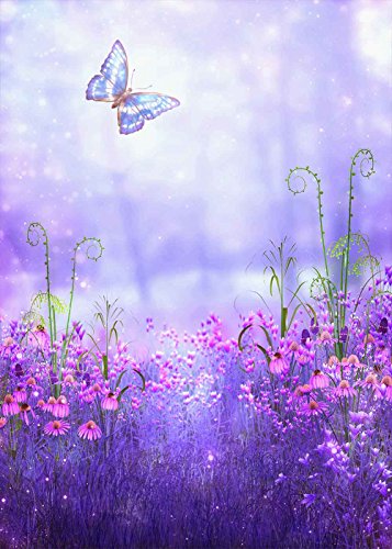 Fuermor Fairytale Background 5X7Ft Purple Flowers And Butterfly Photography Backdrop Photo Props Room Mural Lefu017 #TOP6