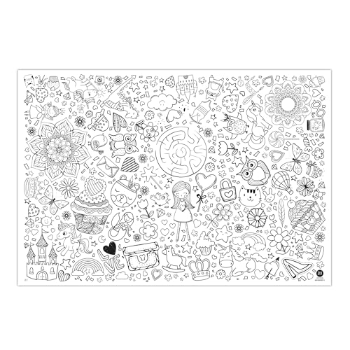 Kreativpaket 4 x Ausmal-Tischdecke aus Papier, Kleine Maldecke - Mix Paket 3, Verschiedene Motive, Ausmalen für Kinder, Kinderecke Hochzeit, Kinderbeschäftigung Kindergeburtstag, Mal Mich Bunt
