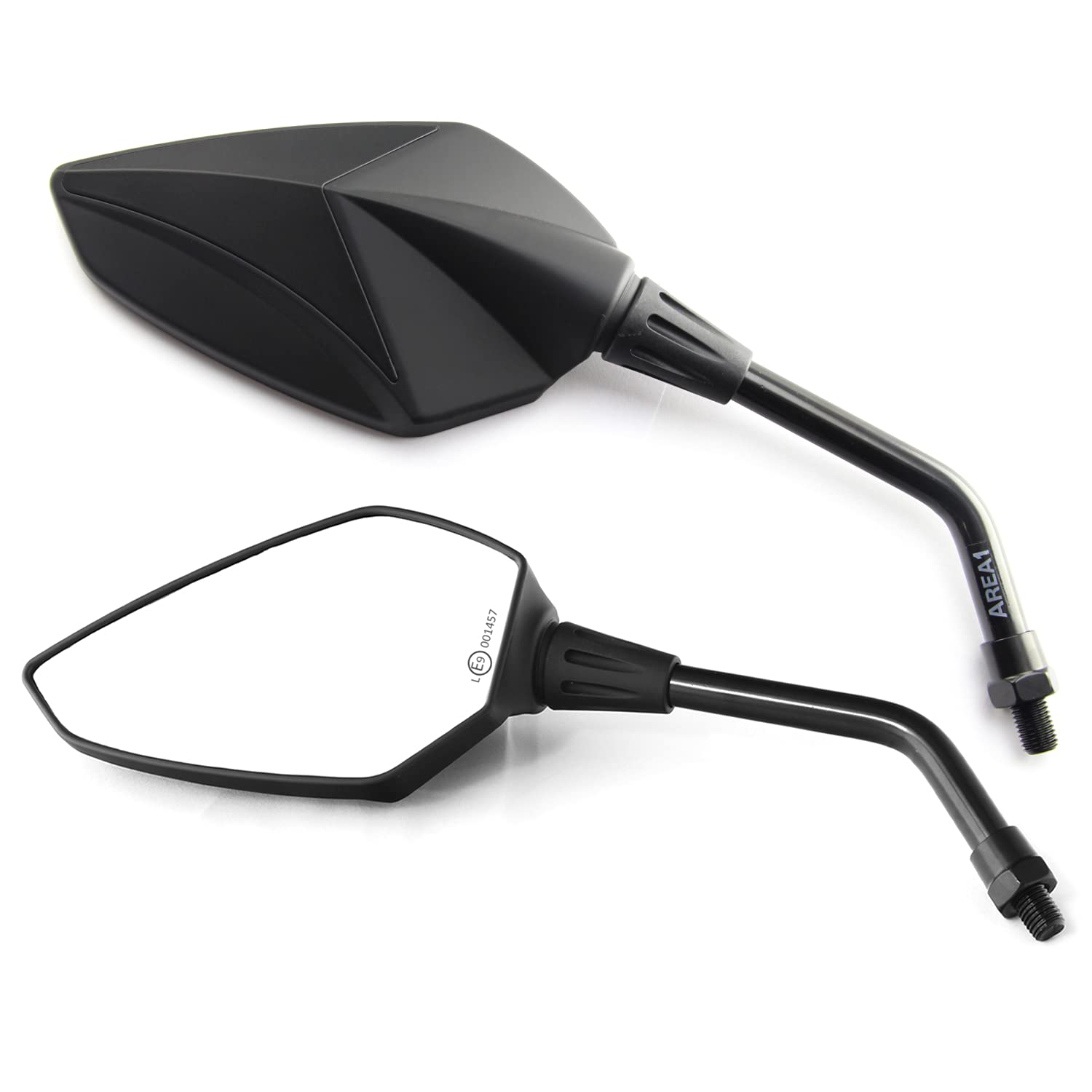 Area1 Rétroviseurs Moto Universel Retroviseur Latéral Homologué E, Certification CE (2xM10 Filetage à droite) compatible avec