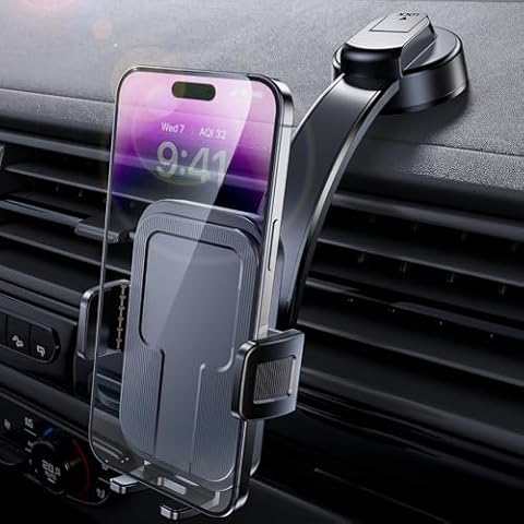 NIYEVN Dashboard Cell Phone Holder for Car [Suction Cup & Removable Adhesive] Suction Cup Phone Mount, Universal Windshield Phone Mount for iPhone Samsung Google and All Smartphones Cover