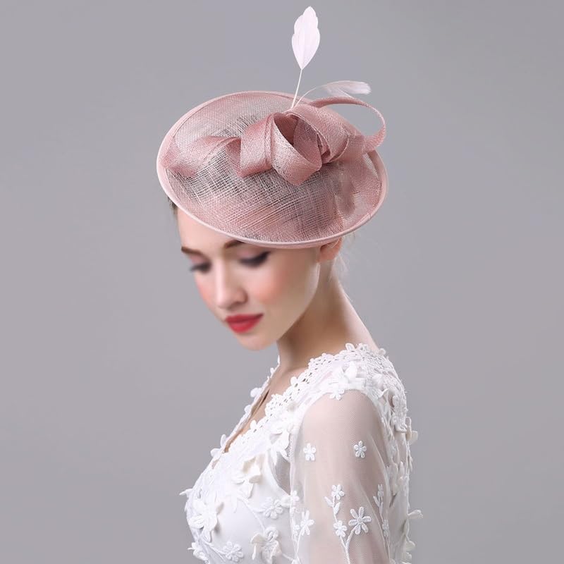 Chapeau rétro de mariée lin avec maille et couvre-chef haut de forme anglais