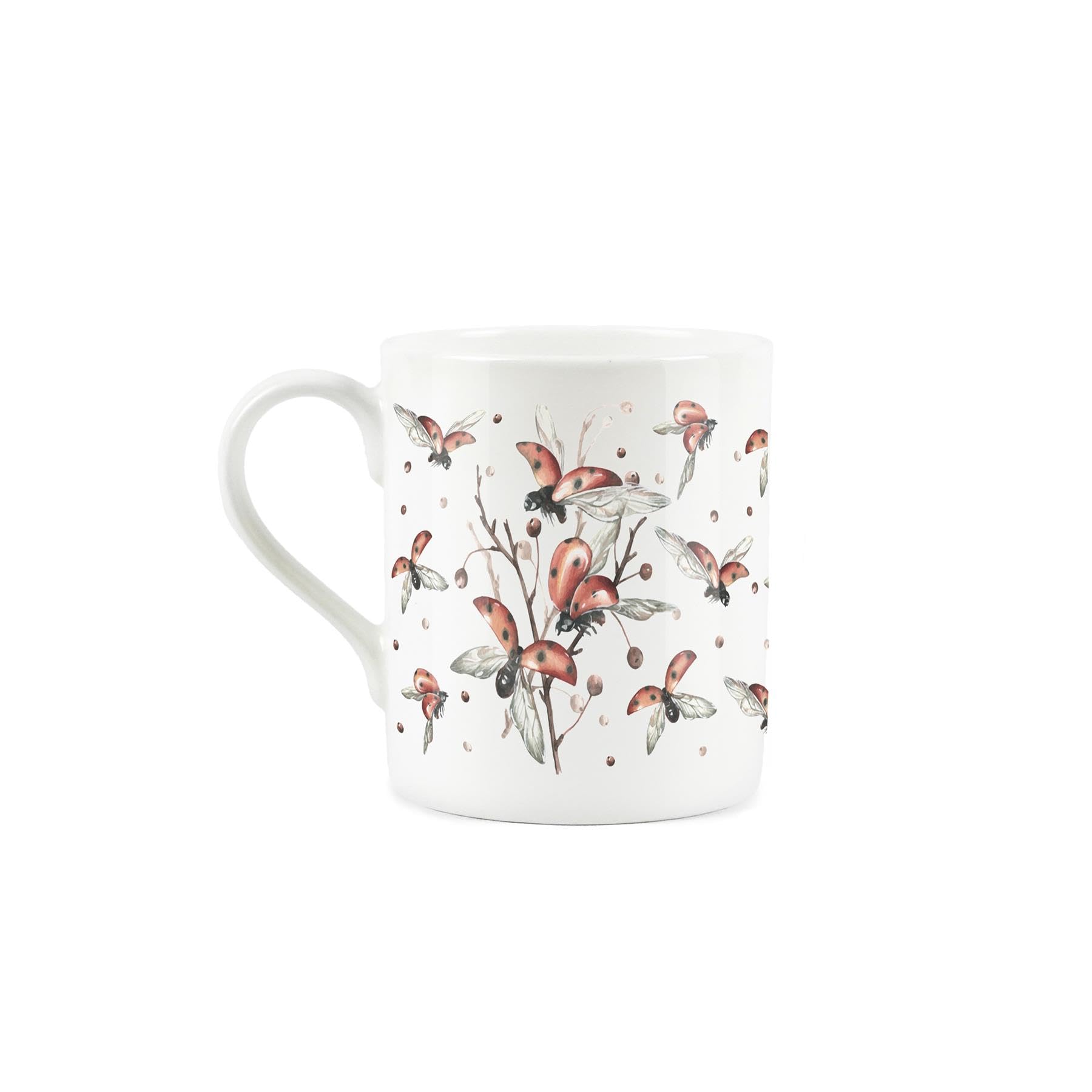Ladybird Mug - Red & Black Spots Ladybug Insect - Small Bone China White Mug Coffee/Tea Present, 1 Mug - Image 2