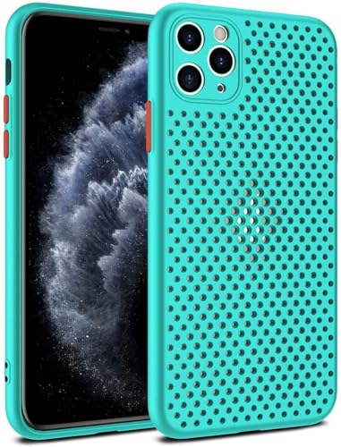 Image of Heat Dissipation Cover for iPhone, Ultra Slim Breathable Hollow Design, Full Camera Lens Protection Shockproof TPU Cooling Case (Mint Green,iPhone 16 Pro)