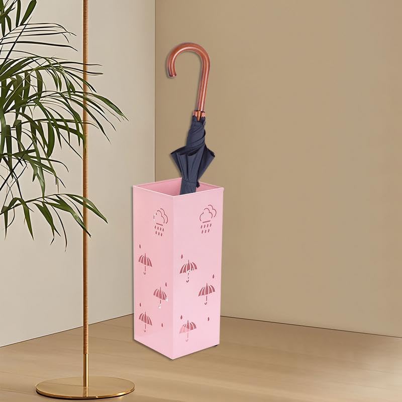 Porte-parapluie de salon compact et stable en couleur rose géométrique