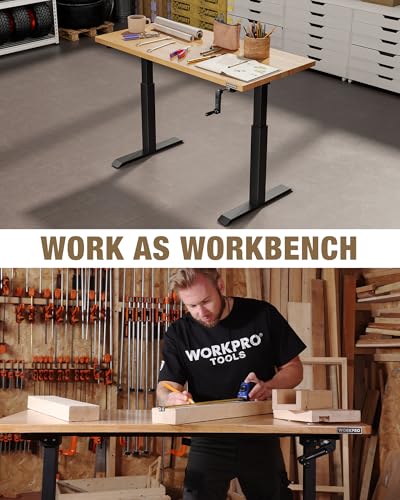 Image of WORKPRO 47.2 inch x 23.6 inch Adjustable Workbench with Crank Handle, Rubber Wood