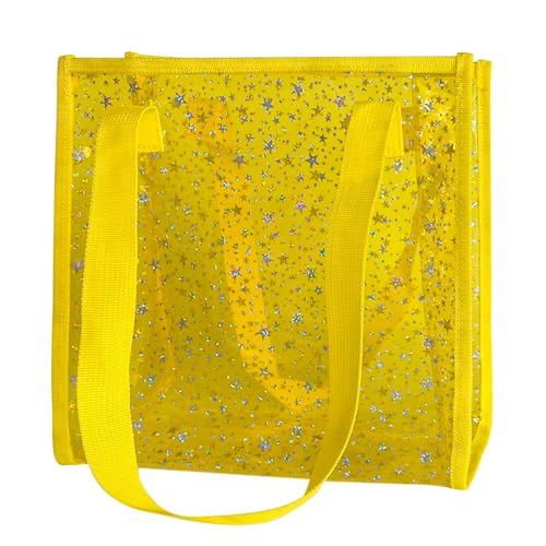 Transparent Tote Bag with Stars Pattern Print, Large Capacity Shopping Bag, Reusable Bag 10 x 9.8×3.9 inches