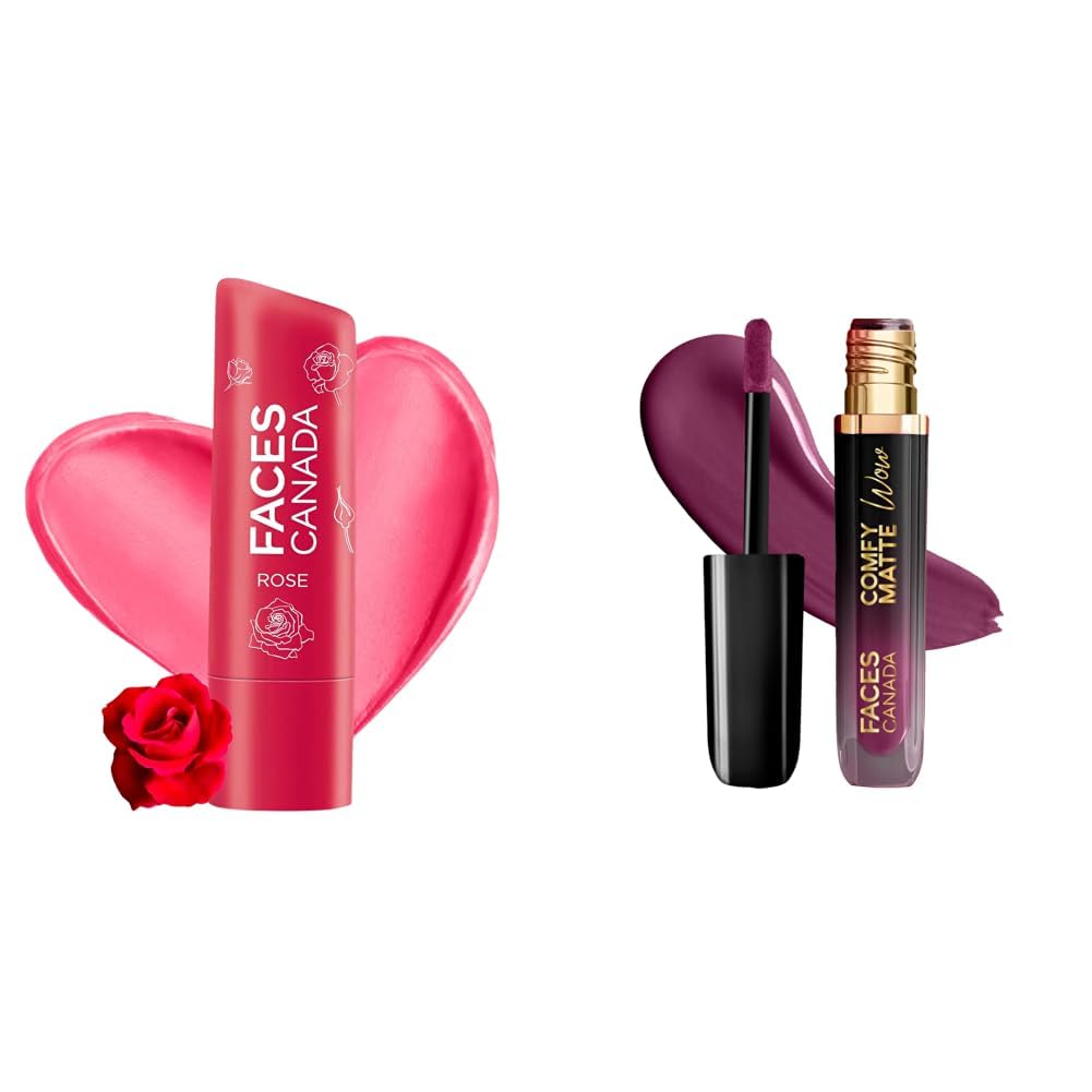 FACESCANADA Color Lip Balm - Rose Petal 03, 4.5g & Comfy Matte Wow Liquid Lipstick - Orchid Opulence 10 (Plum) 3.8ml-image-5