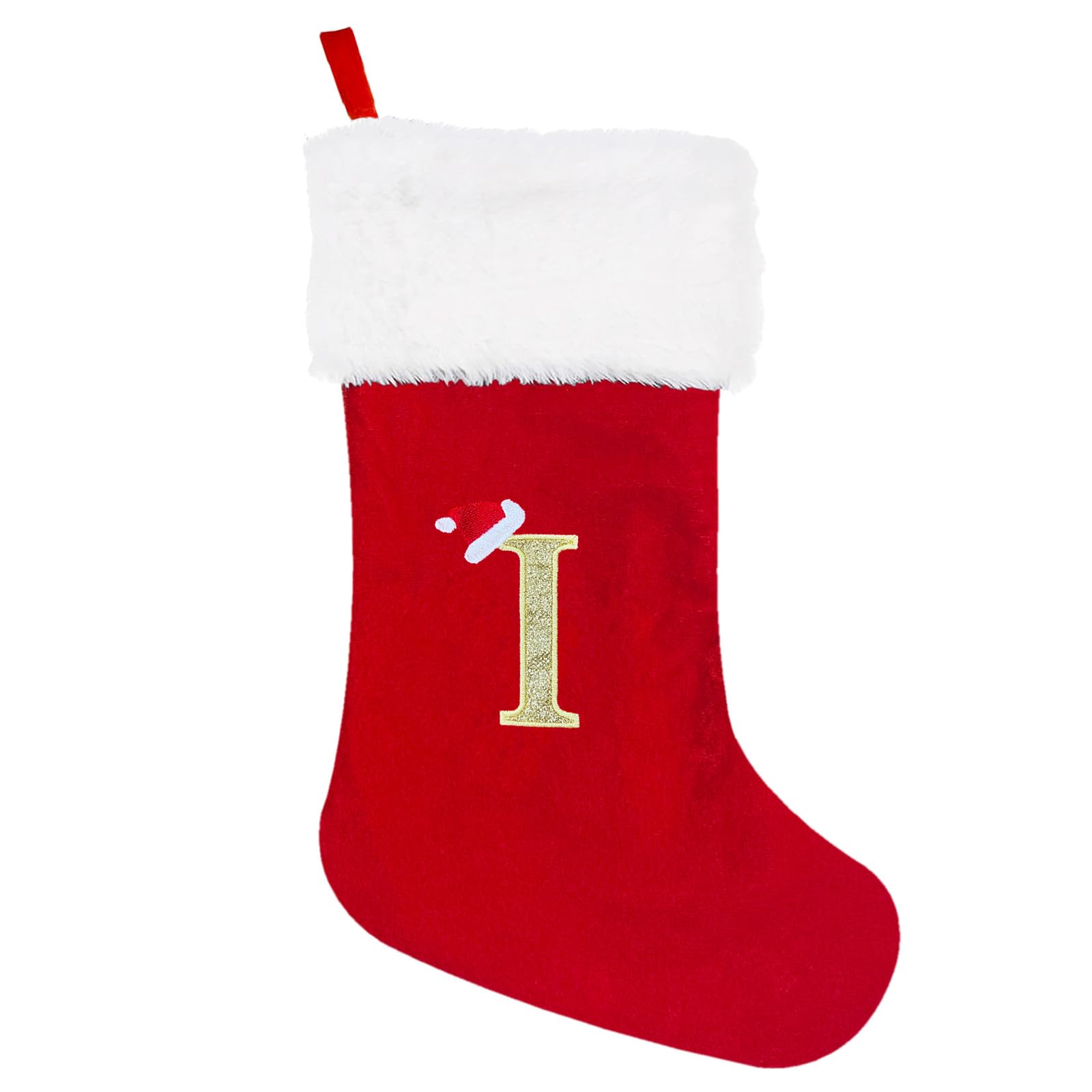 Tfaoys I Christmas Stocking Velvets Plush Embroidered Letter Santa Socks Christmas Tree Pendant Decoration For Home Sock