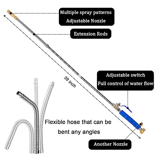 Hbaushun High Pressure Power Washer Wand, Hydro Jet Water Wand Pressure Sprayer,Flexible Garden Watering with 3 Nozzle Universal Hose End,for Car Pet Window Patio Gutter Cleaning Blue by Hbaushun - Used condition - Image 4