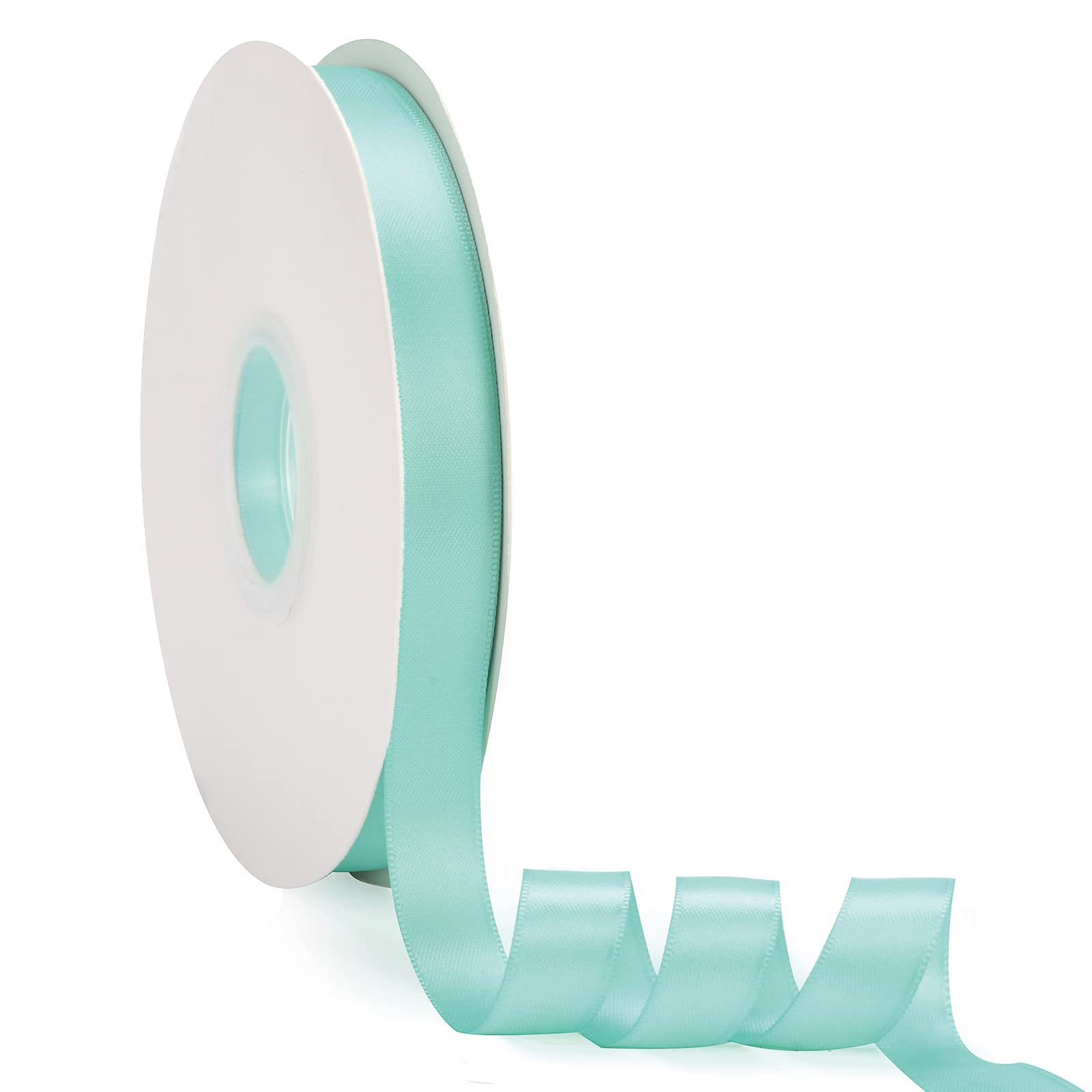 Photo 1 of 1/2" x 50Yds Aqua Blue Double Faced Satin Ribbon,High Density Solid Color Ribbon,Great for Crafts,Gift Wrapping,Sewing,Wedding&Christmas Decor (1/2" x 50Yds, Aqua Blue)83382