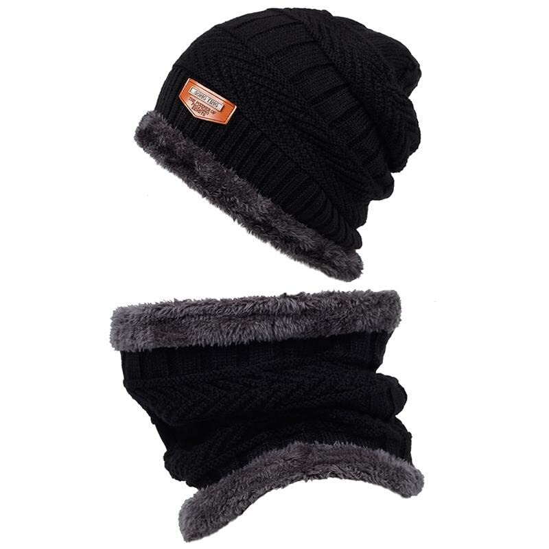 Fashion Frill Wool Caps Men with Neck Muffler Beanie Cap with Mufflers for Men Boys Woollen Caps for Men Mufflers for Unisex Black (Beanie) (B0BR12HB8Q) Amazon Price History, Amazon Price Tracker