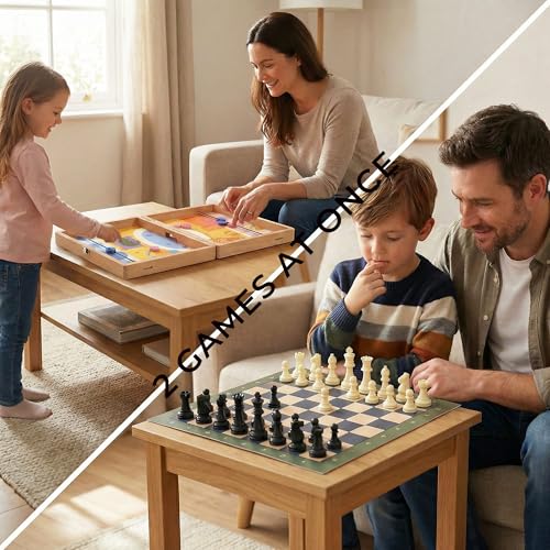 Set de Juegos de Mesa Magnético 5 en 1 de Madera miniatura 2