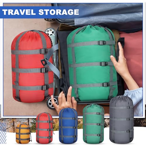 SilTriangle 5 Pack Compression Sack Ultralight Sleeping Bag Stuff Sack 6l 15l 25l 35l 45l Space Saving Gear Backpacking Bag Compression Stuff Sack for Travel, Camping, Hiking, Outdoor