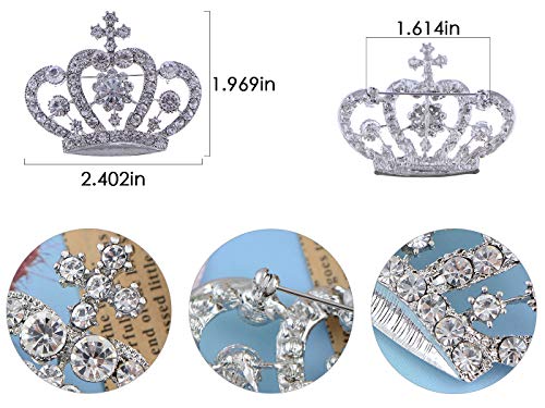 Image of Alilang Amethyst Purple Multi-Colored Crystal Rhinestone Royal Princess Queen Crown Brooch Pin