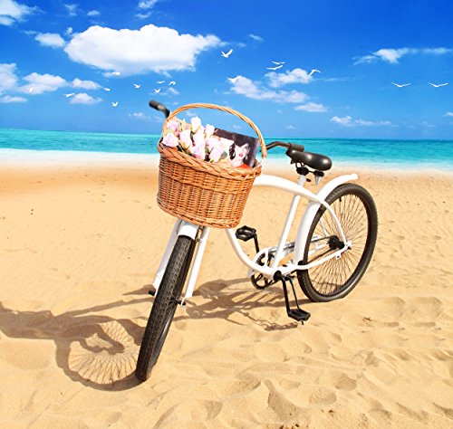 Colorbasket Adult Front Handlebar Wicker Bike Basket with Handle, 3 Velcro Straps