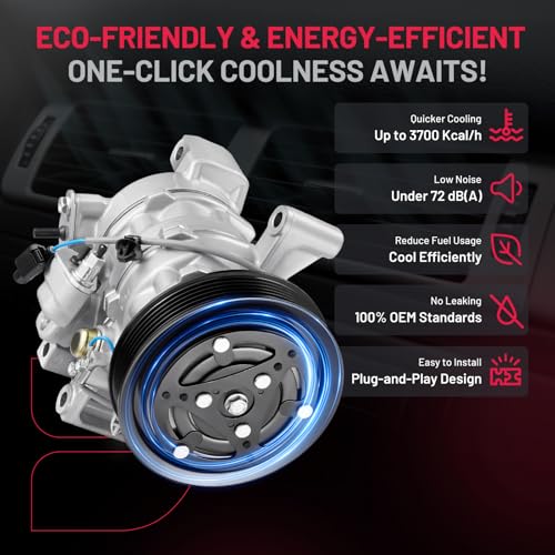 BDFHYK 168372 Air Conditioning A/C Compressor with Clutch Compatible with Honda HR-V L4 1.8L 2016 2017 2018 2019 2020 2021 2022