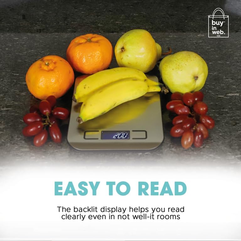 Miniatura 6 de BUY IN WEB Báscula de alimentos de Estados Unidos, báscula digital de cocina de acero inoxidable para gramos y onzas, para hacer dieta, hornear