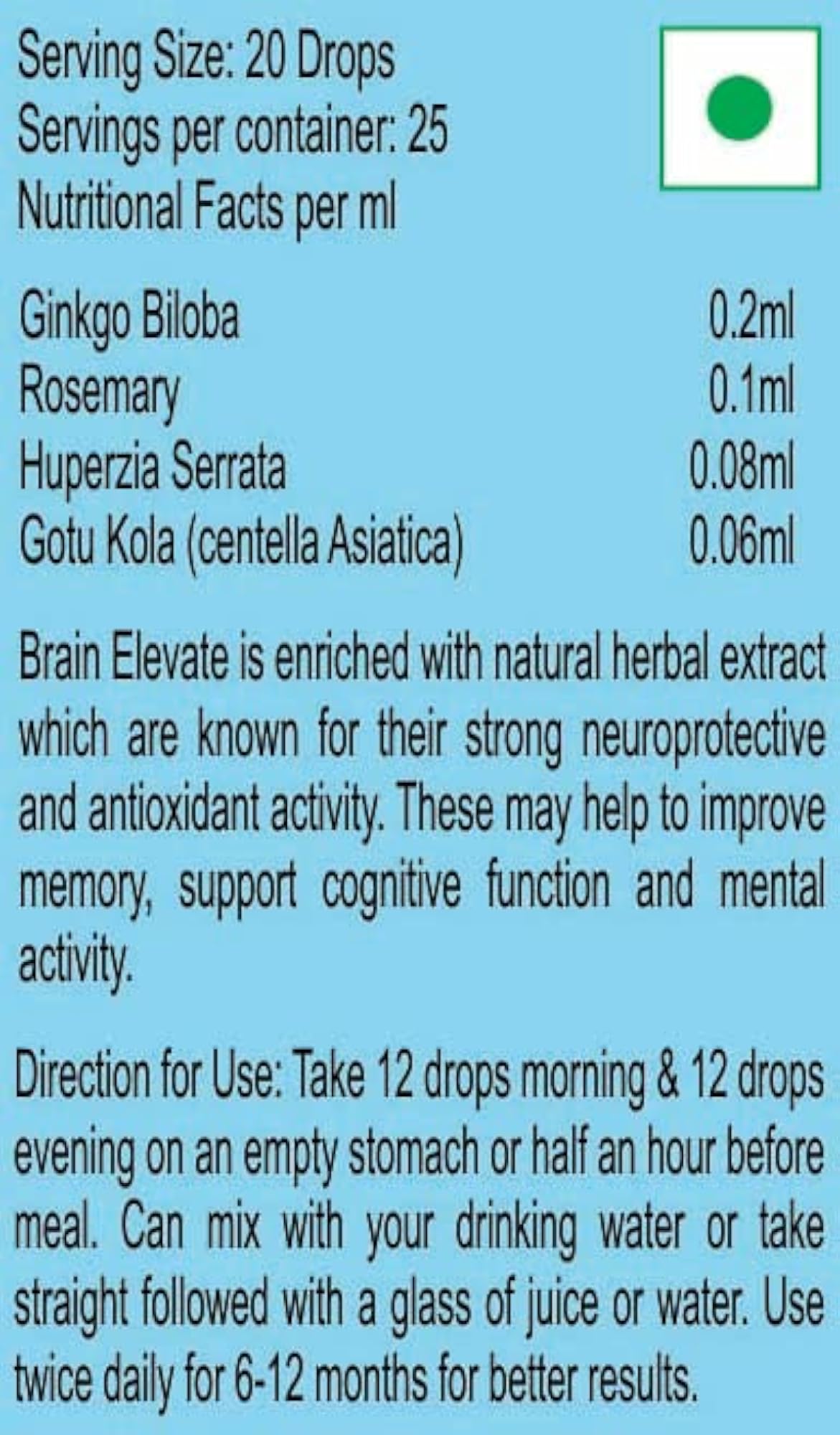 Tonga Herbs Brain Drops, 50ML