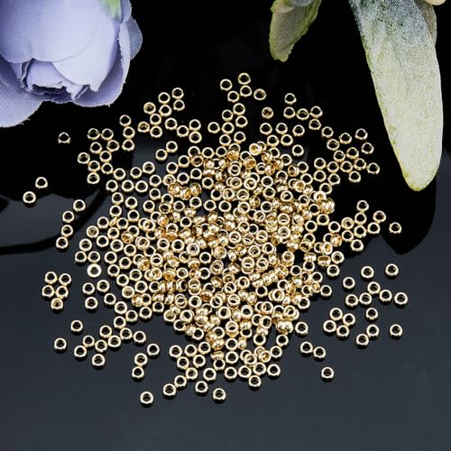 Beebeecraft 1 Box 500Pcs Crimp Beads 18K Gold Plated 316 Stainless Steel Loose Spacer Stoppers Crimping Tube Spacers Cord End Caps for DIY Jewelry Making(Hole: 1mm) - Image 4