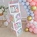 4 Cajas Cajas para Baby Shower Decoración para Fiestas, Transparentes para Globos con Letras en Inglés para Revelar el Sexo del Bebé (Blanco)