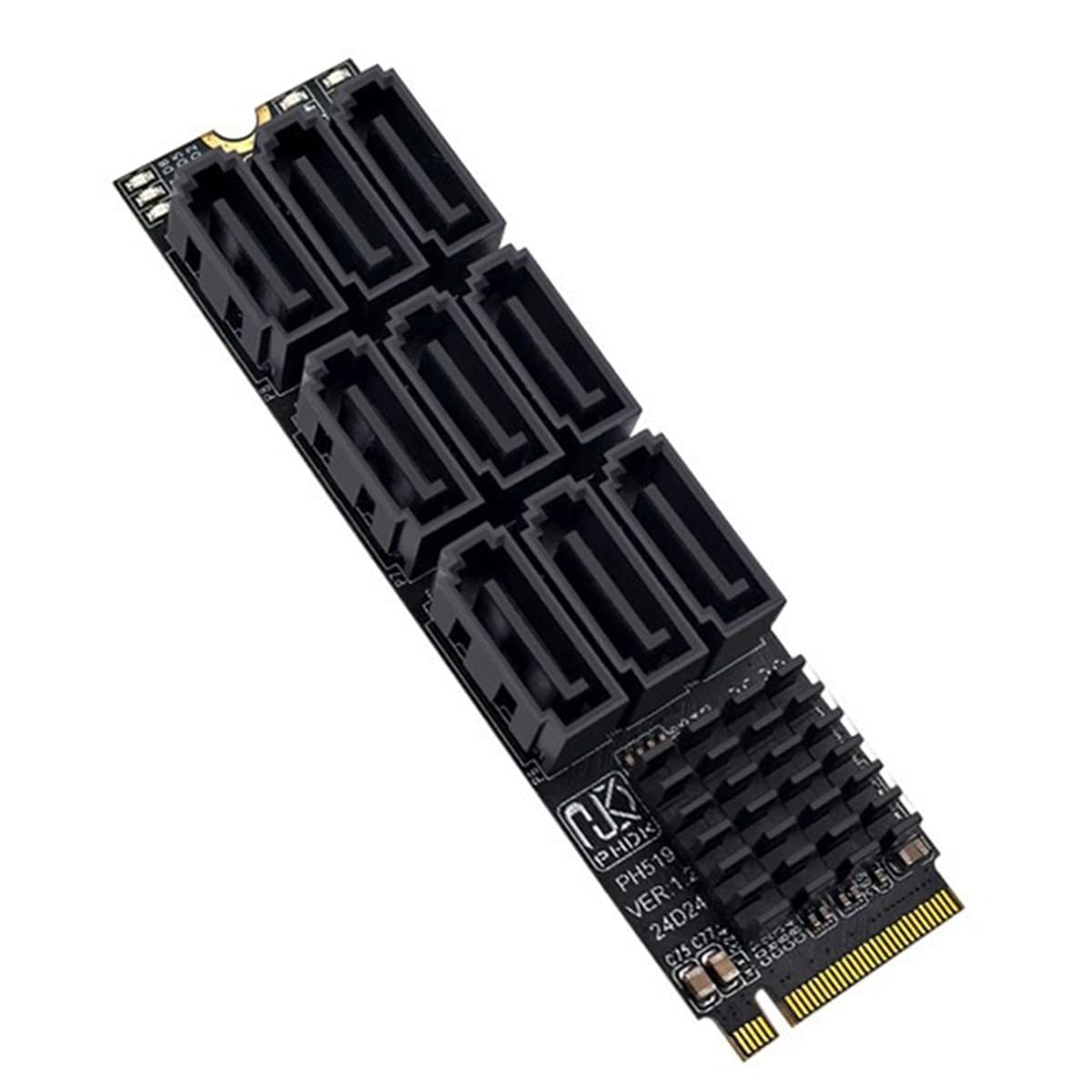 CY NGFF NVMe M-Key PCI Express M.2 auf 9 Ports SATA 3.0 6 Gbit/s Adapterkonverter Festplattenerweiterungskarte 2280 für NAS