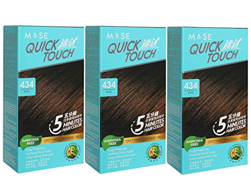[Bundle of 3] Instant Quick Touch Hair Color, 5 Minutes Hair Dye, Wide Coverage, Adds Strength, Protects Scalp, Long Lasting, No Foul Odor with Floral Scent (Copper Brown)