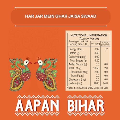 Image of Nilon's Aapan Bihar Mixed Pickle (475g) Homemade Aachar | Spicy & Tangy Pickle in Authentic Bihari Style with Raw Mango, Lemon, Mustard Oil & Spices Mixed with No Added Artificial Colour