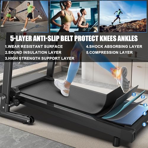 Image of 2.5HP Foldable Treadmill for Home Quiet Folding Running Jogging Machine, 300 LBS