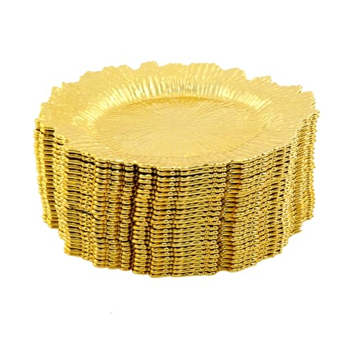 Platos cargadores redondos dorados 12 piezas 12.6 in miniatura 1