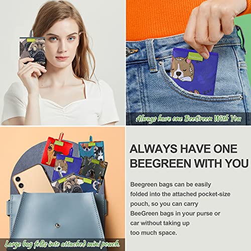 Beegreen Cute Dog Pattern Reusable Foldable Grocery Bags Reusable Shopping Bags Washable 6 Pack Xlarge 50Lbs Sturdy Polyester Fabric Shopping Bags For Groceries Eco-Friendly Reusable Bags #TOP3