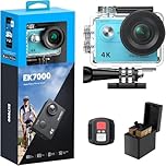 AKASO EK7000 4K30FPS 20MP WiFi Action Camera with EIS Ultra HD 131FT Waterproof Underwater Camera Remote Control 4X Zoom Support External Microphone Blue