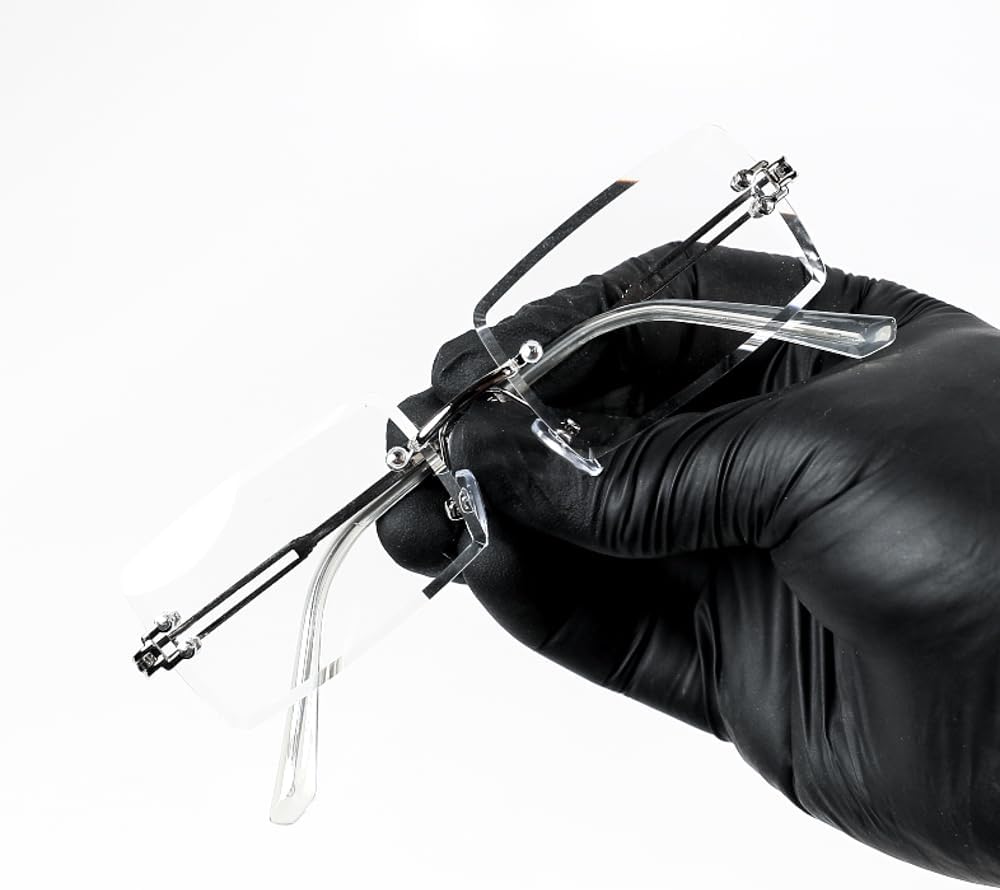 Rectangular Men's Women's Stylish Silver Wire Frame Vintage Luxury Retro Clear Frame Lens Square Cut Rimless Hip Hop Trendy Frameless Fashion Small Clear Eye Glasses - Image 6