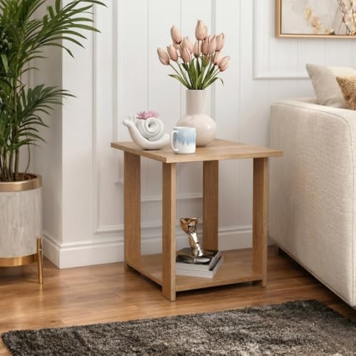 Image of SPYDER CRAFT Exotic Wood Bedside Table for Bedroom|Wooden Modern Side Tables for Bedroom|Side Table for Bed Room|Corner Table for Bed Room (Finish Color -Oak, DIY(Do-It-Yourself))