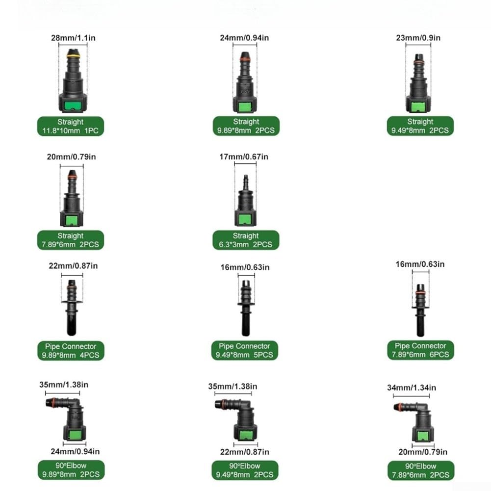 Juego de 40 accesorios de conexión rápida de línea de combustible, 11 tamaños, accesorios de tubería de nailon para gasolina, diésel, agua, reparación de tubos de aire, repuesto automotriz