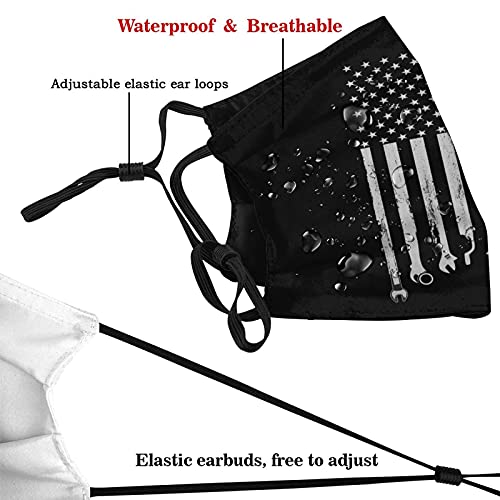 Ironworker America Flag Adult Face Mask,Breathable Washable and Reusable Balaclavas for Women Man Black