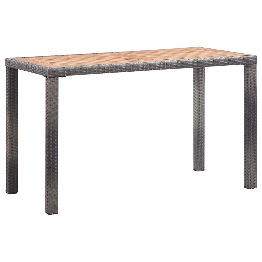 Stół ogrodowy z drewna akacjowego z malowaną proszkowo stalową ramą w kolorze antracytowym i brązowym, 123 x 60 x 74 cm, odporny na warunki atmosferyczne, stół tarasowy, do ogrodu, na