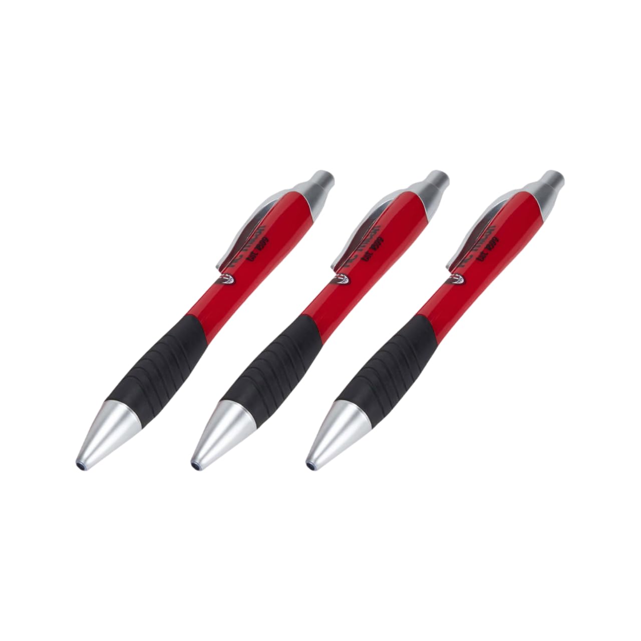 Trade Con gmbh AC Milan Lot de 3 stylos pour l'école, Produit Officiel, Rouge/Noir, Classique