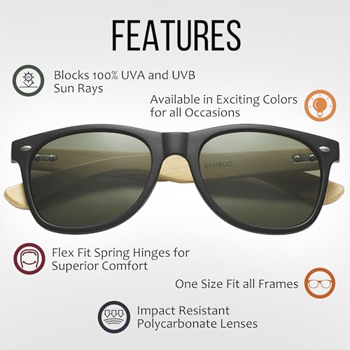 Wholesale Bamboo Sunglasses Retro 80's Wood Sunglasses Men-Cool Sunglasses for Men & Women-10 Pack2
