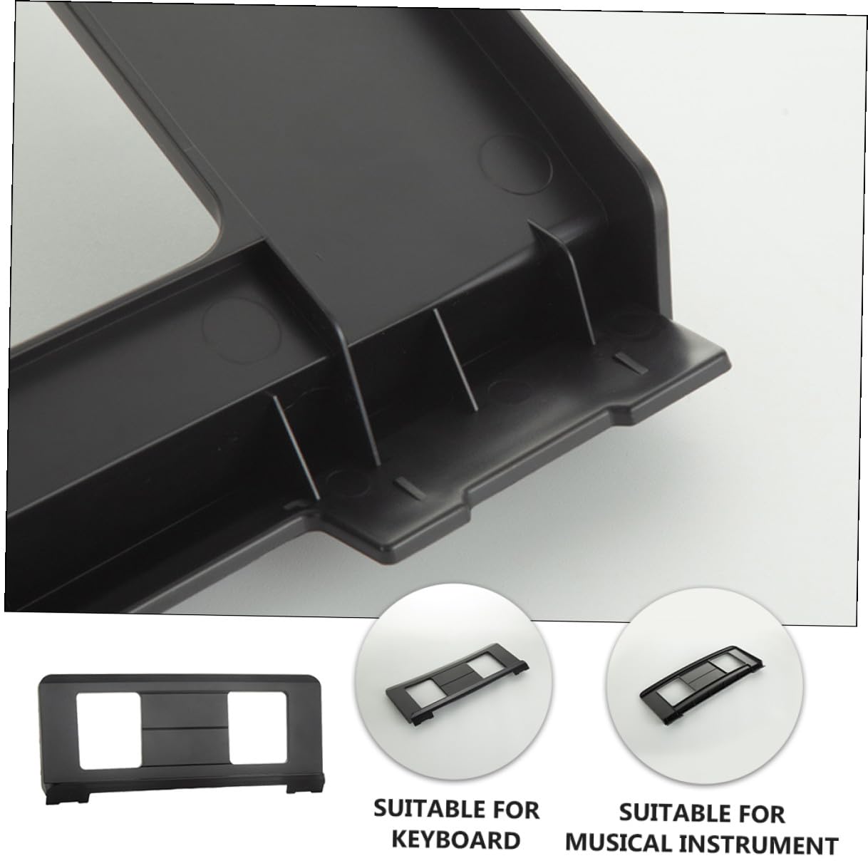 SOIMISS Supporto Per Spartiti Musicali Per Tastiera in Abs Nero Resistente, Portatile e Leggero, Leggio Robusto e Pratico Per Pianoforte Elettronico, Per Studio e Performance Musicale