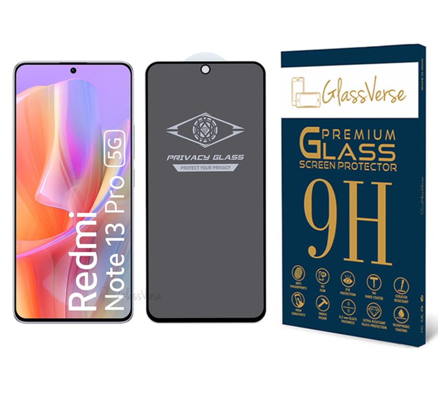 GlassVerse Ultra Privacy Tempered Glass For Redmi Note 13 Pro Cellphone(Pack Of 1)With Free Installation Kit. Edge To Edge. (In-Screen Fingerprint Lock Will Not Work With The Privacy Guard)-6.67 Inch