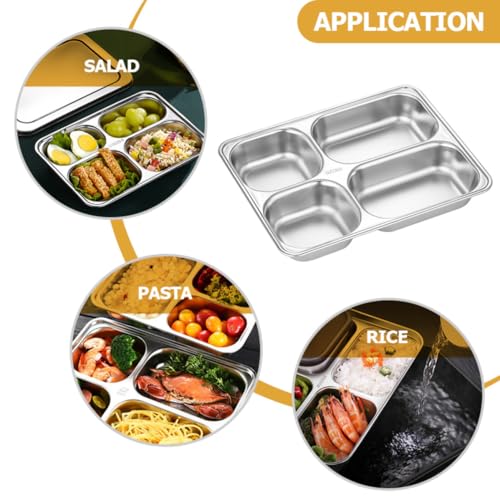 Plateau alimentaire en acier inoxydable rectangulaire compartimenté camping x2 - 8