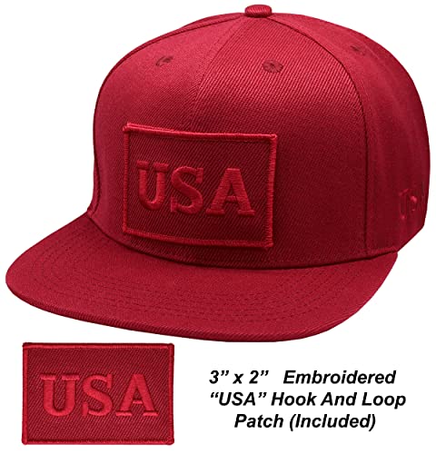 Image of Antourage American Flag Unisex Baseball Hat for Men and Women | USA Flag Mesh Snapback Flat Visor Cap + 2 Patriotic Patches